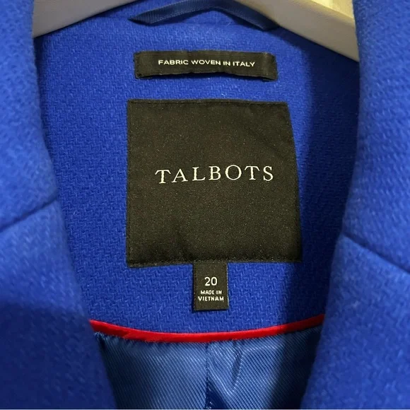 Talbots Pea Coat Italian Woven Wool Lined Double Breasted Size 20 Royal Blue - Picture 4 of 15